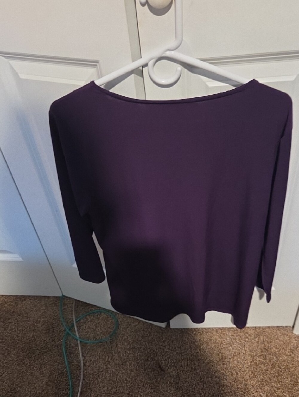 Women's Purple V-Neck Ring-Accent Long Sleeve Top - Picture 2 of 3